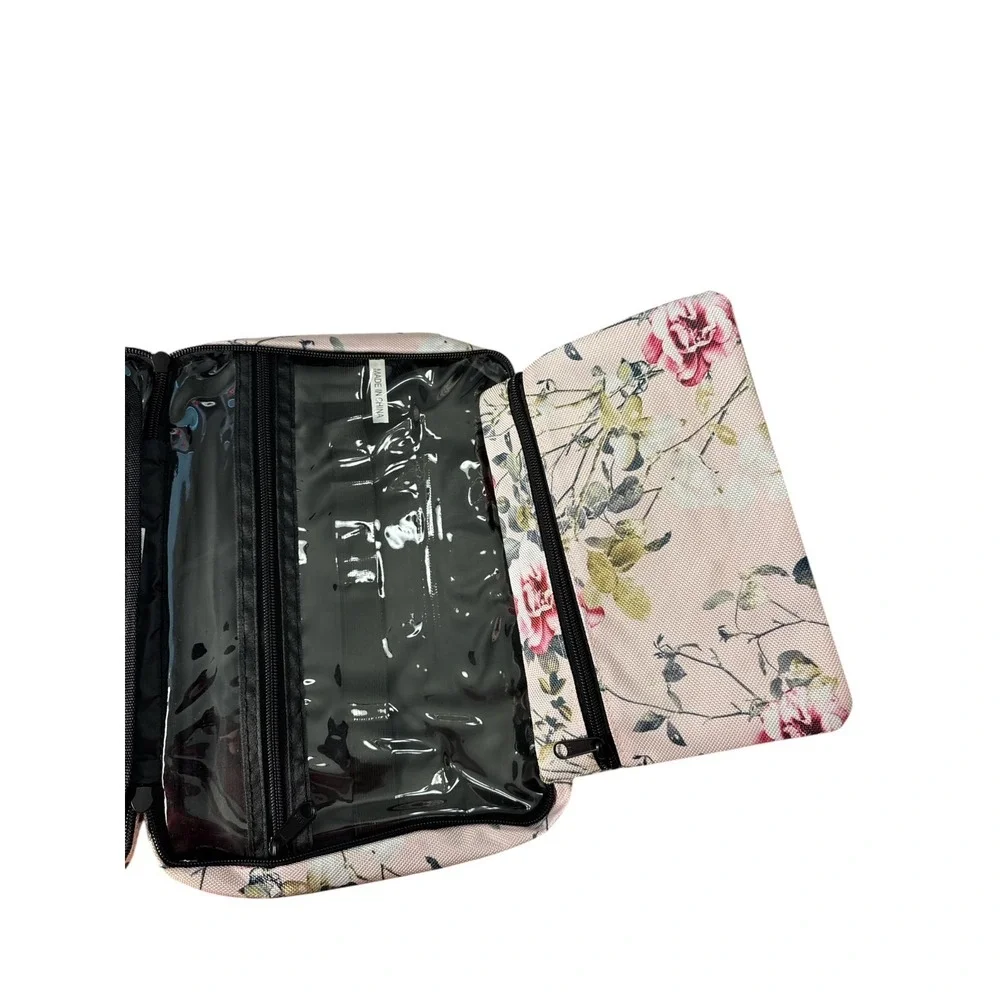 Bang & Carsen Floral Hanging Toiletry Bag Pink Rose Travel Makeup Organizer NWT